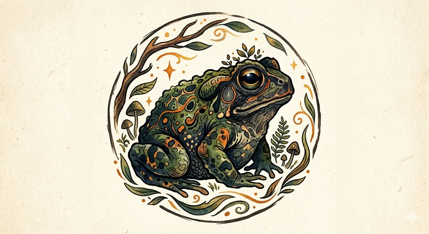 Gemini AI-generated image of a toad inside an artistic marble 'eye'.